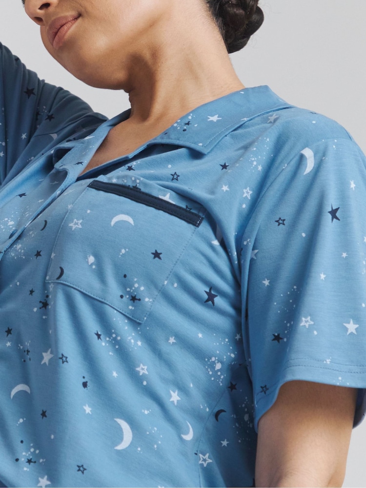 Simply Be Blue Pretty Lounge Pyjamas Set - Image 4 of 4
