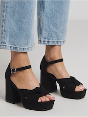 Negro - Simply Be Extra Wide Fit Knot Detail Platform Sandals - Imagen 4 de 6