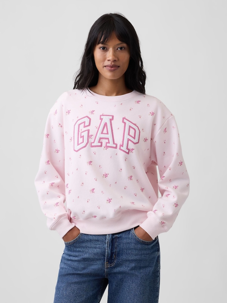 Gap Pink Floral Logo Sweatshirt - Image 1 of 5