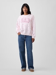 Gap Pink Floral Logo Sweatshirt - Image 3 of 5