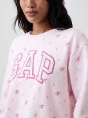 Gap Pink Floral Logo Sweatshirt - Image 4 of 5