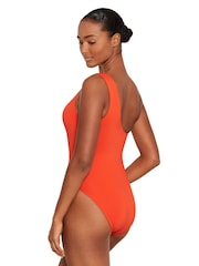 Lauren Ralph Lauren Orange Rattan Ring One Shoulder Swimsuit - Image 2 of 4