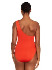 Lauren Ralph Lauren Orange Rattan Ring One Shoulder Swimsuit - Image 3 of 4