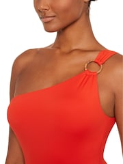 Lauren Ralph Lauren Orange Rattan Ring One Shoulder Swimsuit - Image 4 of 4