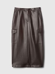 Gap Brown Faux Leather Cargo Midi Skirt - Image 5 of 5