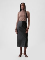 Gap Black Faux Leather Cargo Midi Skirt - Image 1 of 5