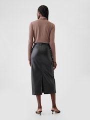 Gap Black Faux Leather Cargo Midi Skirt - Image 2 of 5