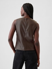 Gap Brown Faux Leather Shell Vest Top - Image 2 of 4