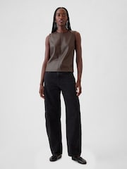 Gap Brown Faux Leather Shell Vest Top - Image 3 of 4