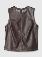 Gap Brown Faux Leather Shell Vest Top - Image 4 of 4