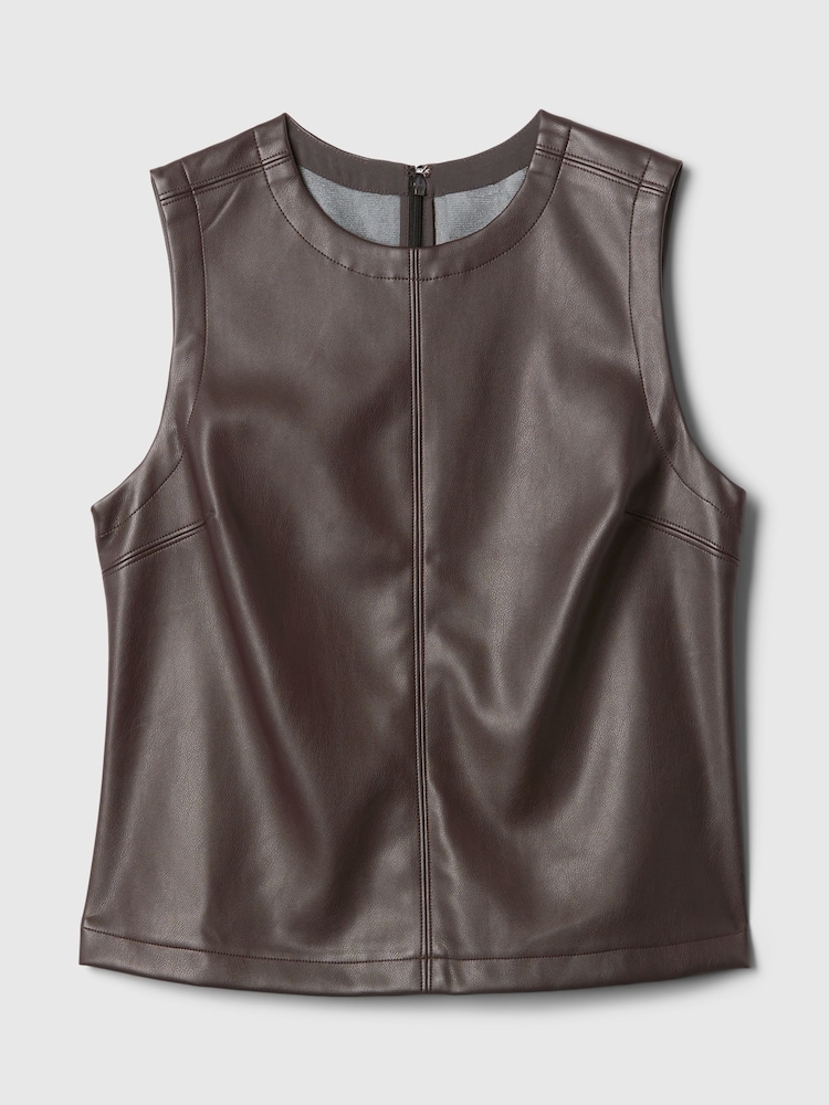 Gap Brown Faux Leather Shell Vest Top - Image 4 of 4 Gap Brown Faux Leather Shell Vest Top - Image 4 of 4