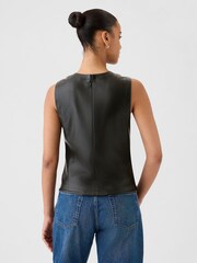Gap Black Faux Leather Shell Vest Top - Image 2 of 5