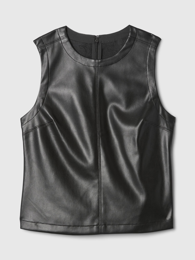 Gap Black Faux Leather Shell Vest Top - Image 5 of 5 Gap Black Faux Leather Shell Vest Top - Image 5 of 5