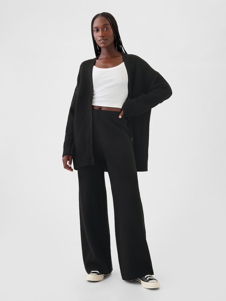 Schwarz - Gap Cashsoft Strickhose mit Stickereidetails - Bild 1 von 5