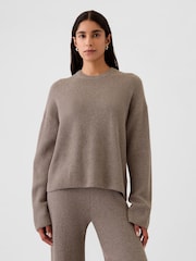 Beige - Gap CashSoft Oversized Shaker-Stitch trui met ronde hals - Image 1 of 5