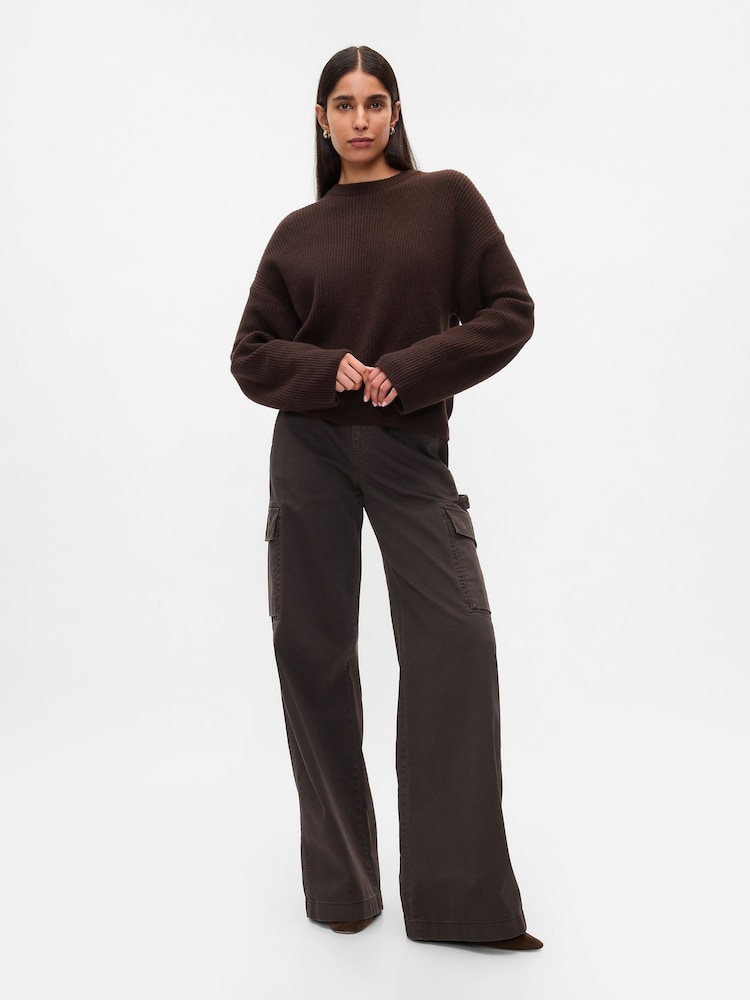 Bruin - Gap CashSoft Oversized Shaker-Stitch trui met ronde hals - Image 3 of 5