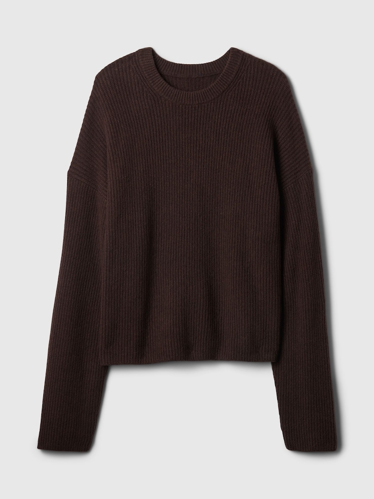 Bruin - Gap CashSoft Oversized Shaker-Stitch trui met ronde hals - Image 4 of 5