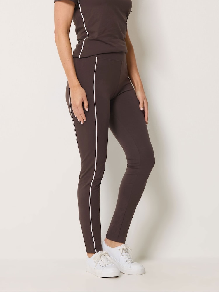 Long Tall Sally Brown Active Piped Leggings - Image 2 of 5