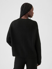 Zwart - Gap CashSoft Oversized Shaker-Stitch trui met ronde hals - Image 2 of 5