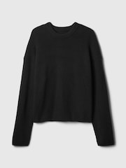 Zwart - Gap CashSoft Oversized Shaker-Stitch trui met ronde hals - Image 4 of 5