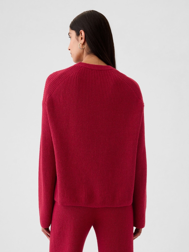 Gap Red CashSoft Shaker-Stitch Crew Neck Jumper - Image 2 of 5