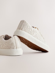 Neutral Embroidered Lace-Up Trainers - Image 3 of 5