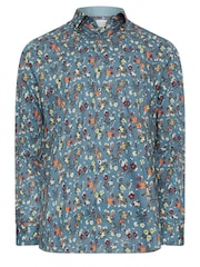 BadRhino Big & Tall Blue Formal Flower Print Long Sleeve Shirt - Image 2 of 3