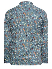 BadRhino Big & Tall Blue Formal Flower Print Long Sleeve Shirt - Image 3 of 3