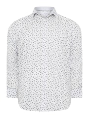 BadRhino Big & Tall White Formal Flower Print Long Sleeve Shirt - Image 2 of 3
