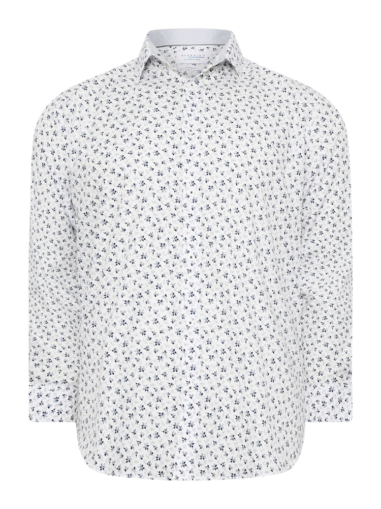 BadRhino Big & Tall White Formal Flower Print Long Sleeve Shirt - Image 2 of 3