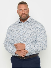 BadRhino Big & Tall White Formal Paisley Long Sleeve 100% Cotton Shirt - Image 1 of 3
