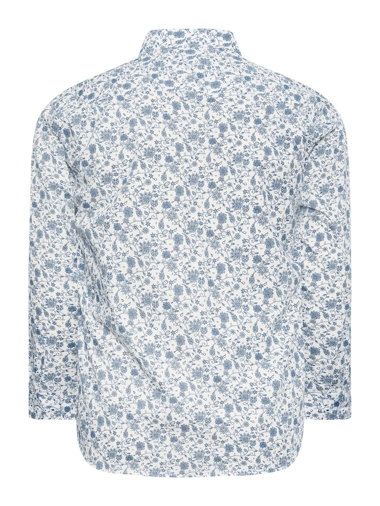 BadRhino Big & Tall White Formal Paisley Long Sleeve 100% Cotton Shirt - Image 3 of 3