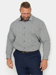 BadRhino Big & Tall Black Formal Flower Print Long Sleeve Shirt - Image 1 of 3
