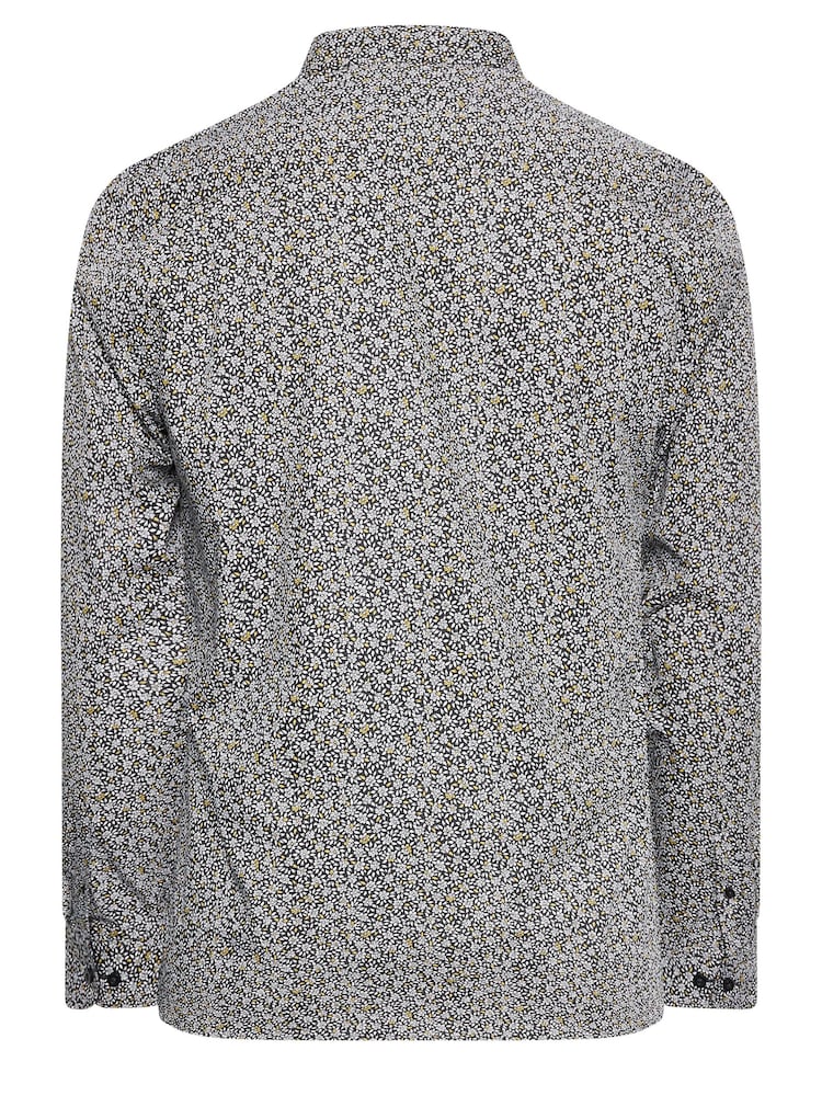 BadRhino Big & Tall Black Formal Flower Print Long Sleeve Shirt - Image 3 of 3