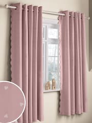 Pink Wave Edge Heart Eyelet Blackout Curtains - Image 1 of 8