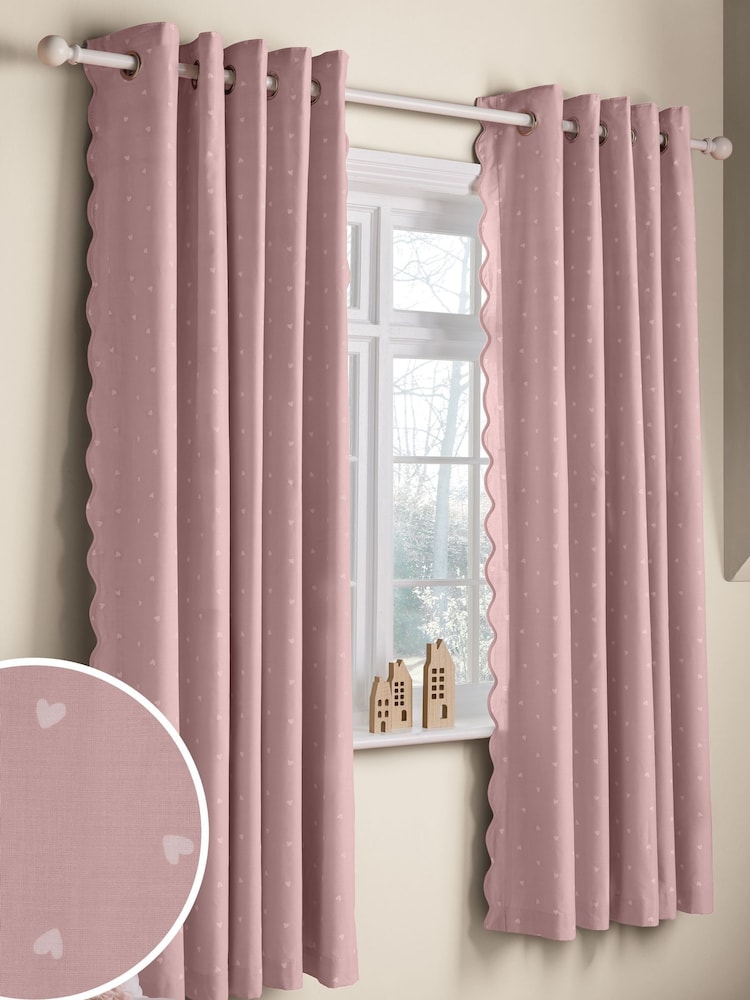 Pink Wave Edge Heart Eyelet Blackout Curtains - Image 1 of 8