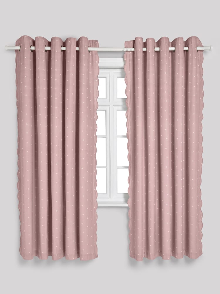 Pink Wave Edge Heart Eyelet Blackout Curtains - Image 5 of 8