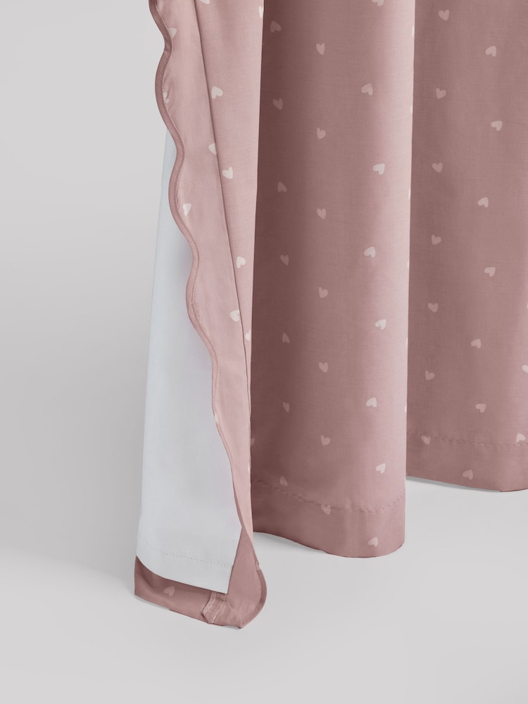 Pink Wave Edge Heart Eyelet Blackout Curtains - Image 6 of 8