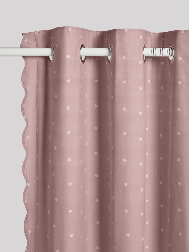 Pink Wave Edge Heart Eyelet Blackout Curtains - Image 7 of 8