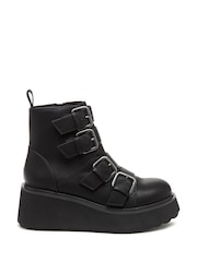 Rocket Dog Heather PU Buckle Black Boots - Image 1 of 6