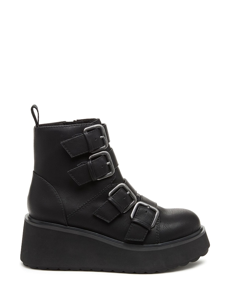 Rocket Dog Heather PU Buckle Black Boots - Image 1 of 6