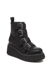 Rocket Dog Heather PU Buckle Black Boots - Image 2 of 6