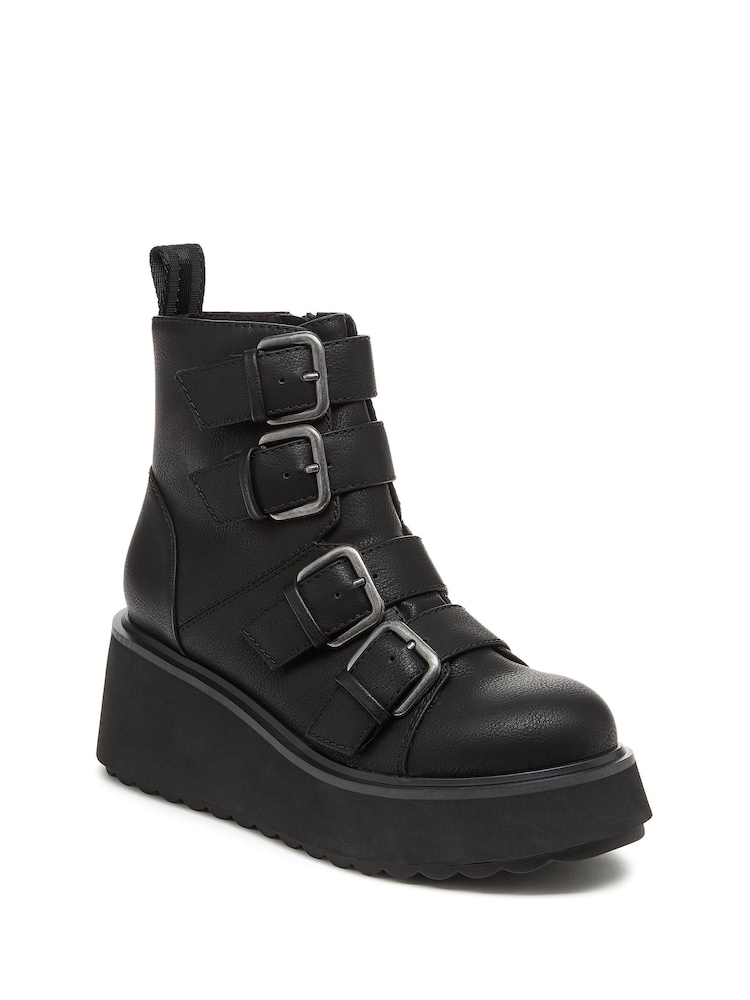 Rocket Dog Heather PU Buckle Black Boots - Image 2 of 6
