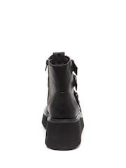 Rocket Dog Heather PU Buckle Black Boots - Image 3 of 6