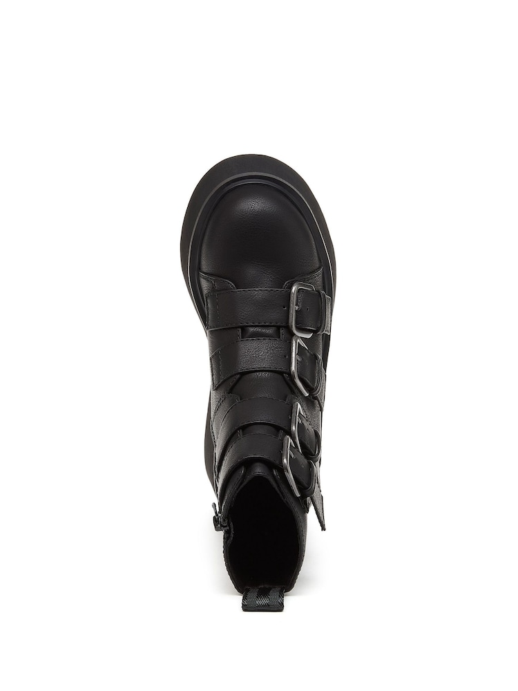 Rocket Dog Heather PU Buckle Black Boots - Image 6 of 6
