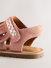 Tan Brown Suede Fringe Sandals - Image 3 of 6