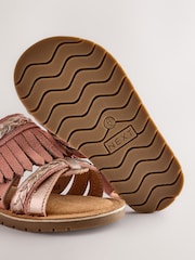 Tan Brown Suede Fringe Sandals - Image 6 of 6