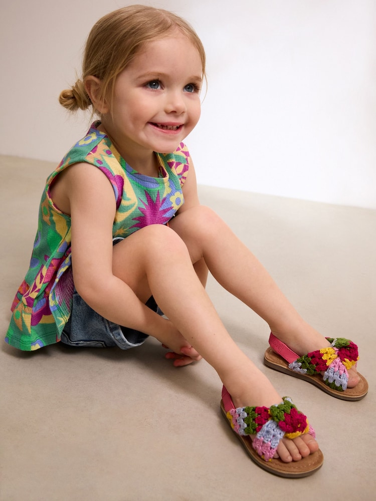 Rainbow Crochet Twist Sandals - Image 2 of 7