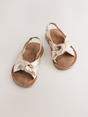 Gold Leather Twist Sandals - Image 1 of 5