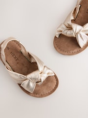 Gold Leather Twist Sandals - Image 3 of 5